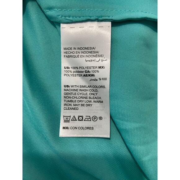 Chicos 1 Blouse Womens M Blue Long Bishop Sleeves Relaxed Fit V Neck Lightweight - Picture 8 of 10